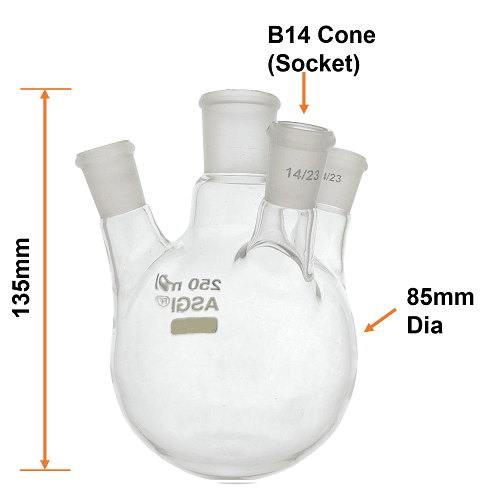 Round Bottom Flask 250 ml (Pack of 2pcs)
