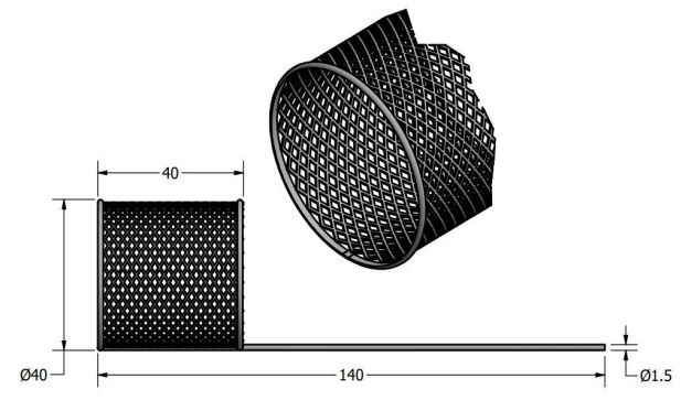 All-platinum cylindrical mesh electrode