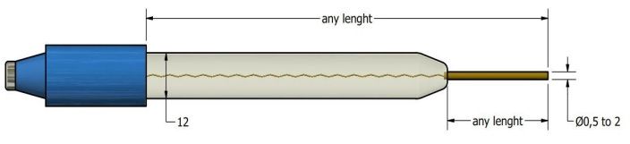 Gold wire electrode with 12mm glass body