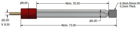 Platinum Counter Electrode 6x6x0.2