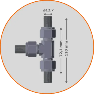 Swagelok Cell (T shape) - 3 electrodes 316L SS  Ø 12.7 mm