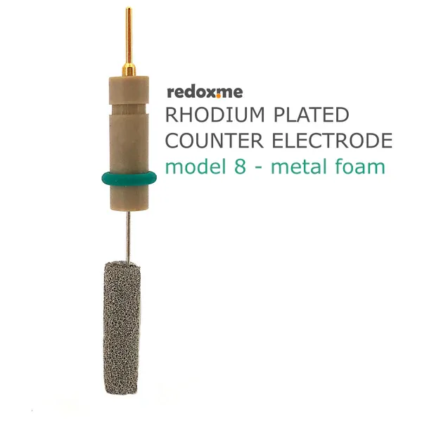 Rhodium plated counter electrode model 8 – metal foam