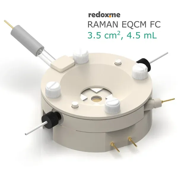 Raman EQCM FC 3.5 cm2, 4.5 mL - Raman Electrochemical Quartz Crystal Microbalance Flow Cell
