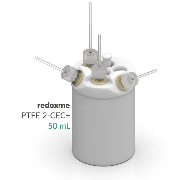 PTFE 2-CEC+ 50 mL - PTFE Two-compartment Electrochemical Cell with additional inlet/outlet