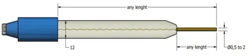 Gold wire electrode with 12mm glass body