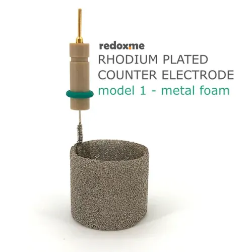 Rhodium plated counter electrode, model 1 – metal foam