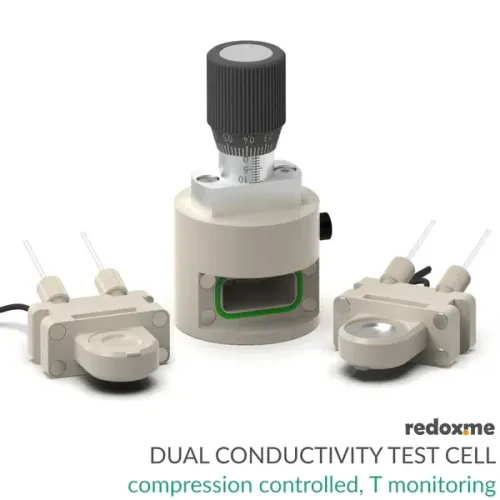 Dual Conductivity Test Cell - compression controled, T monitoring